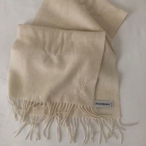 Yves Saint Laurent wool scarf in white ivory
